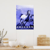 Poster Blue Wild Horses Motivation Freedom Artwork (Cuisine)