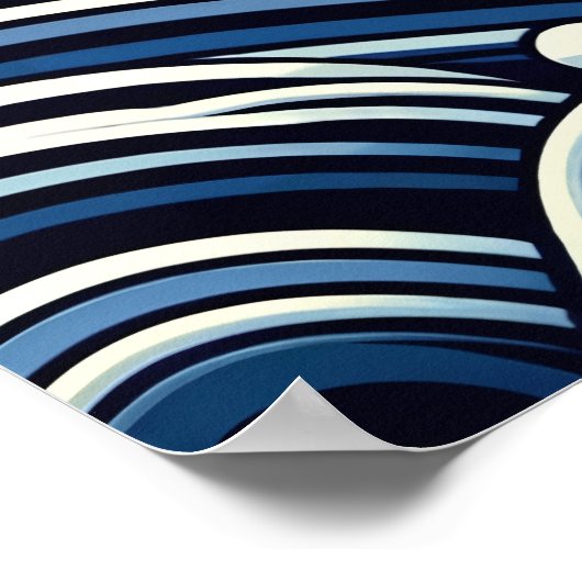 Poster Blue Winter Midnight King Penguin Forêt Abstraite (Coin)