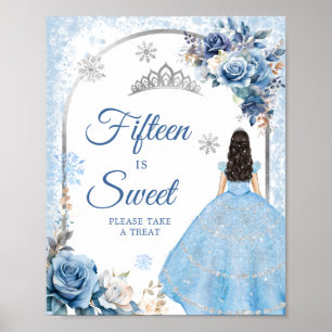 Poster Blue Winter Snowflake Mis Quince Quinze est doux