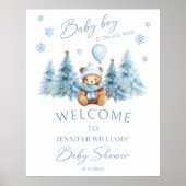 Poster Blue Winter Teddy Ours Pine Arbres bébé Garçon Dou (Devant)