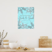 Poster Blue Winter Wonderland Snowflakes Mariage Bienvenu (Cuisine)