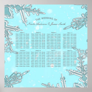 Poster Blue Winter Wonderland Snowflakes Mariage Siège