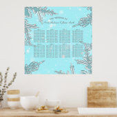 Poster Blue Winter Wonderland Snowflakes Mariage Siège (Cuisine)