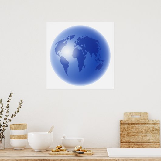 Poster Blue World Globe (Cuisine)