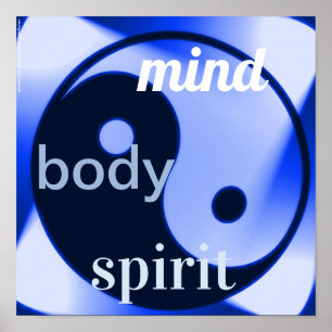 Poster Blue Yin Yang Art Zen Santé holistique