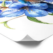 Poster Bluebells Hummingbird Aquarelle Imprimer (Coin)