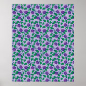 Poster Blueberries pattern (on lilac background) (Devant)
