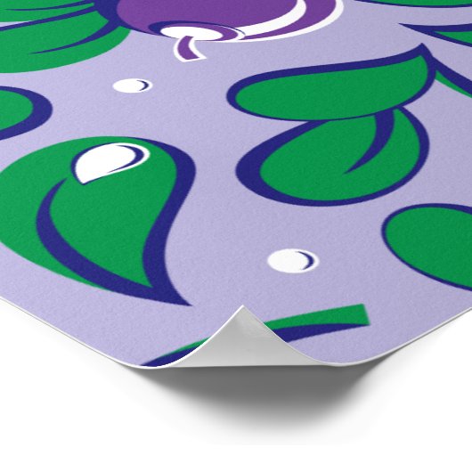 Poster Blueberries pattern (on lilac background) (Coin)