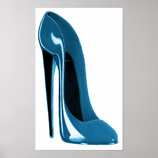 Poster Blueberry Blue Stiletto Chaussure Imprimer (Devant)