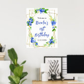 Poster Blueberry Floral Birthday Welcome (Bureau à domicile)