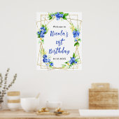 Poster Blueberry Floral Birthday Welcome (Cuisine)
