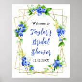 Poster Blueberry Floral Bridal Shower Welcome Sign (Devant)