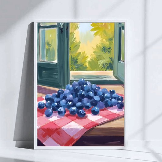 Poster Blueberry Picking | Fruit Watercolor Blueberries