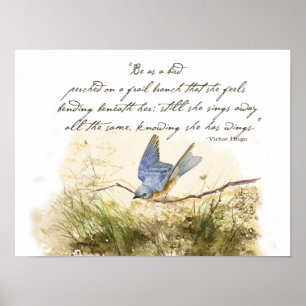 Poster Bluebird sur Branche Victor Hugo Poème inspiration