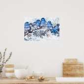 Poster Bluebirds Perchés Sur La Fleur De Cerisier (Cuisine)