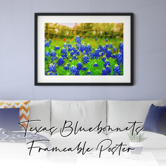 Poster Bluebonnets de Texas Rustic Blue Fleurs sauvages