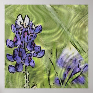 Poster Bluebonnets sur le verre