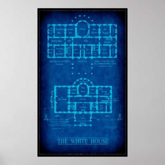 Poster BLUEPRINT de la maison blanche (Devant)