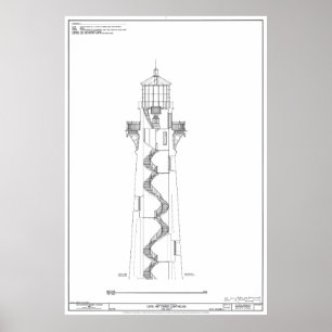 Poster Blueprint du phare de Cape Hatteras vintage 2