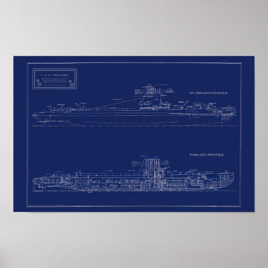 Poster Blueprint of Submarine U.S.S. Croaker (Devant)