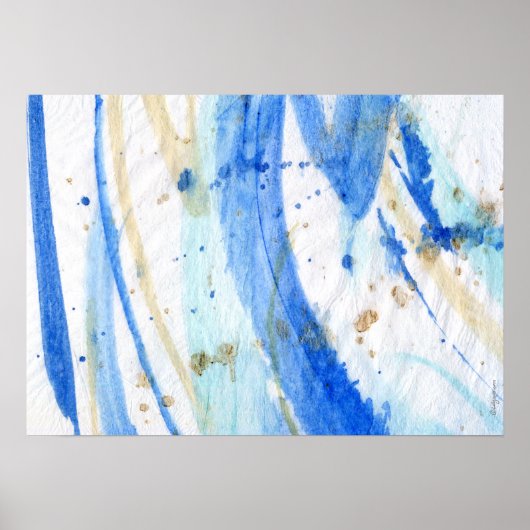 Poster Blues 001 Aquarelle Abstraite Papier texturé (Devant)