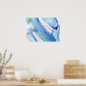 Poster Blues 003 Aquarelle Abstraite Papier texturé (Cuisine)