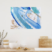 Poster Blues 006 Aquarelle Abstraite Papier texturé (Cuisine)