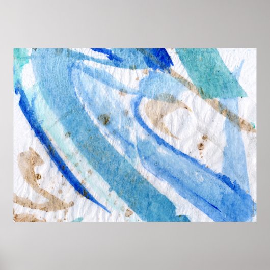 Poster Blues 006 Aquarelle Abstraite Papier texturé (Devant)