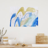 Poster Blues 011 Aquarelle Abstraite Papier texturé (Cuisine)