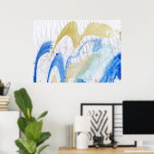 Poster Blues 011 Aquarelle Abstraite Papier texturé (Bureau à domicile)