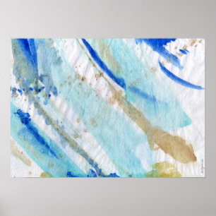 Poster Blues 012 Aquarelle Abstraite Papier texturé