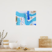 Poster Blues 017 Aquarelle Abstraite Papier texturé (Cuisine)