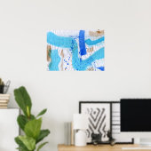 Poster Blues 017 Aquarelle Abstraite Papier texturé (Bureau à domicile)