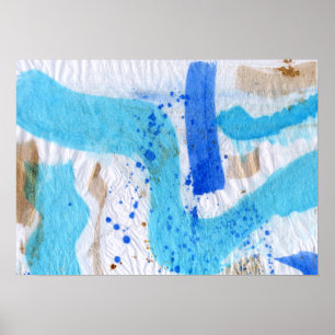 Poster Blues 017 Aquarelle Abstraite Papier texturé