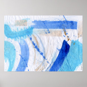 Poster Blues 022 Aquarelle Abstraite Papier texturé