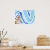 Poster Blues 029 Aquarelle Abstraite Papier texturé (Cuisine)