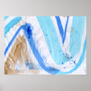 Poster Blues 029 Aquarelle Abstraite Papier texturé