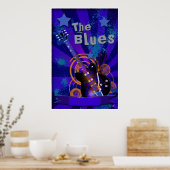 Poster Blues Guitar Starburt (Keuken)