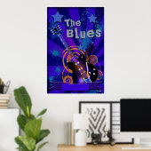 Poster Blues Guitar Starburt (Thuiskantoor)