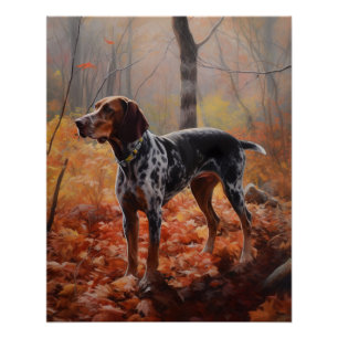 Poster Bluetick Coonhound en automne Leaves automne Inspi