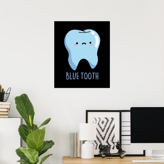 Poster Bluetooth Funny Technique Blue Tooth Pun Dark BG (Bureau à domicile)