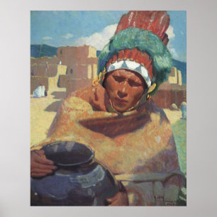 Poster Blumenschein, Taos Portrait amérindien