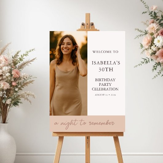 Poster Blush Birthday Party Photo Welcome