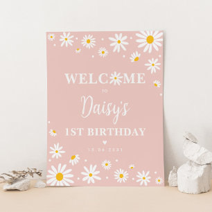Poster Blush Boho Daisy Floral Girl 1er anniversaire Bien