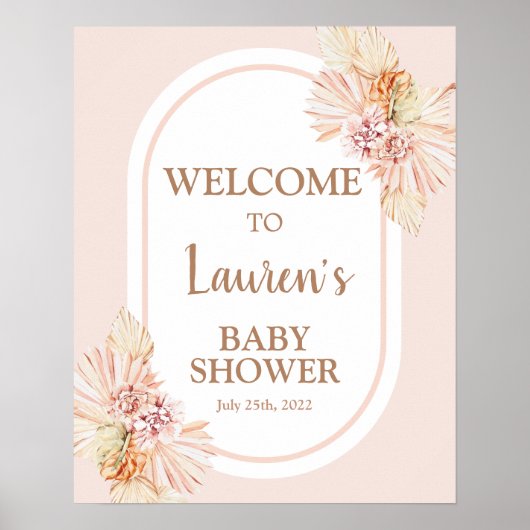 Poster Blush Boho Desert Baby shower Girl Panneau de bien (Devant)