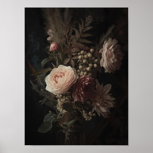 Poster Blush Bouquet Vintage Floral Study (Devant)