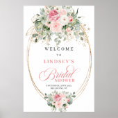 Poster Blush Chic Fleurs Dorées et Verdure Bienvenue à la (Devant)