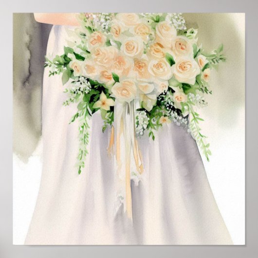 Poster Blush classique, Bouquet en cascade nuptiale 2, (Devant)