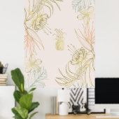 Poster Blush Doré Floral Botanique Tropicale Ananas (Bureau à domicile)