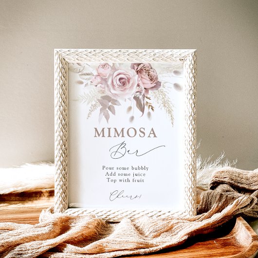 Poster Blush Dusty Rose Floral Mimosa Bar